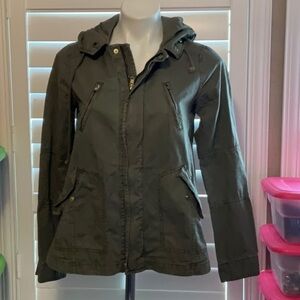 American Eagle Outfitters Olive Green Utility Jacket with Hood